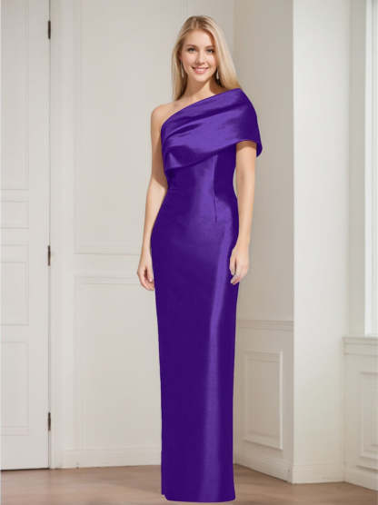 One-Shoulder Sleeveless Floor-Length Sheath/Column Mother of the Bride Dress with Bowknot