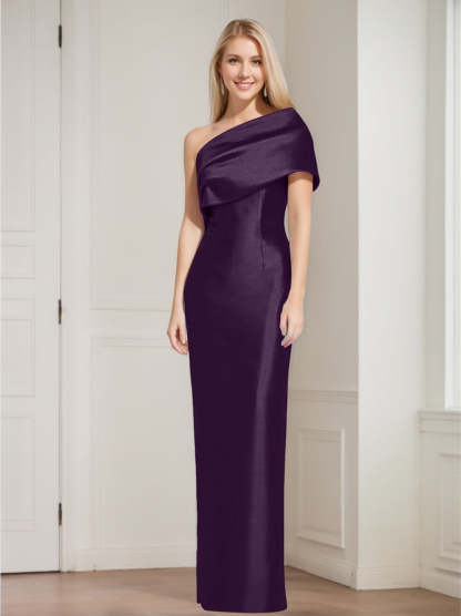 One-Shoulder Sleeveless Floor-Length Sheath/Column Mother of the Bride Dress with Bowknot