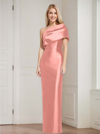 One-Shoulder Sleeveless Floor-Length Sheath/Column Mother of the Bride Dress with Bowknot