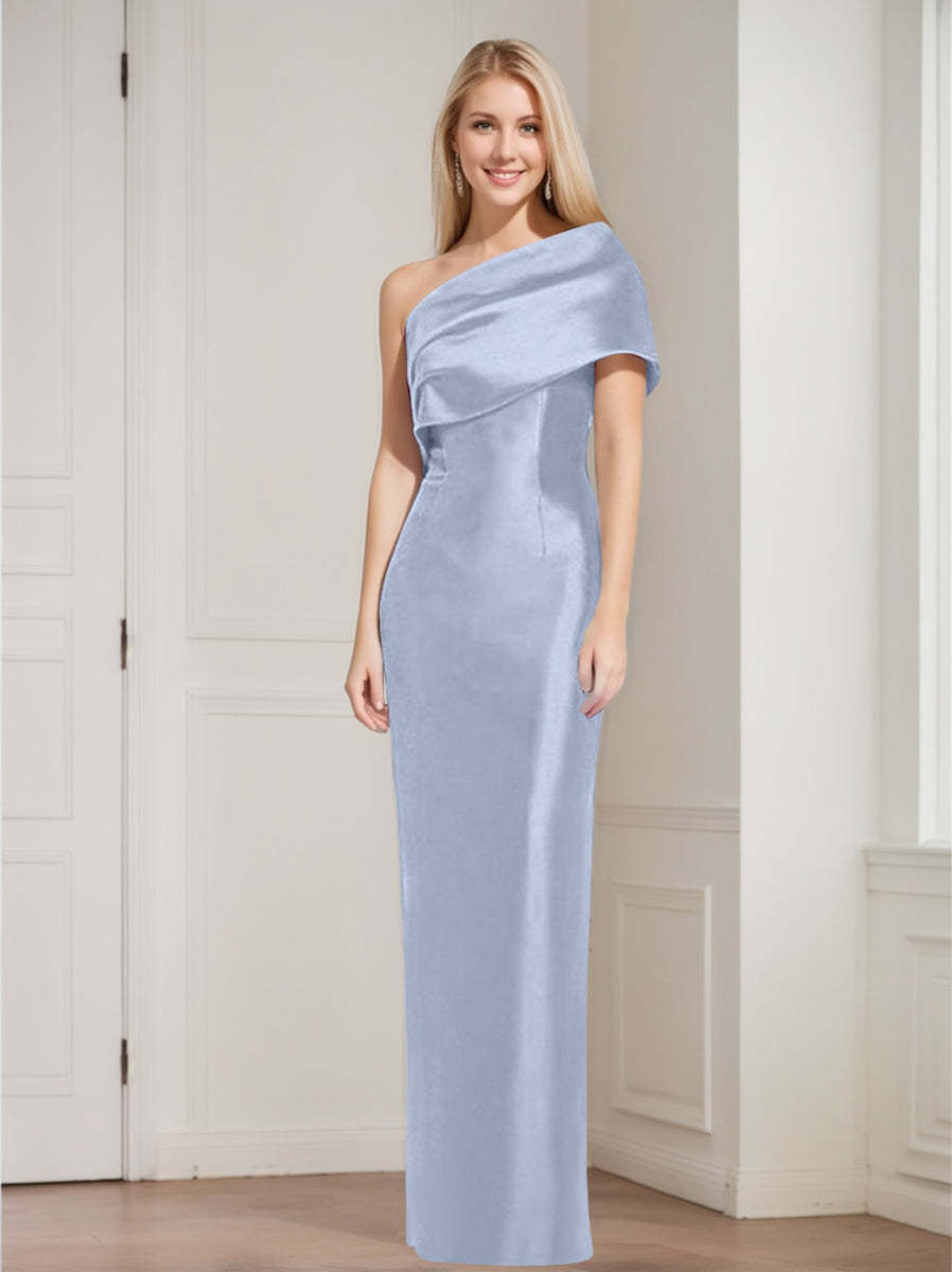 One-Shoulder Sleeveless Floor-Length Sheath/Column Mother of the Bride Dress with Bowknot