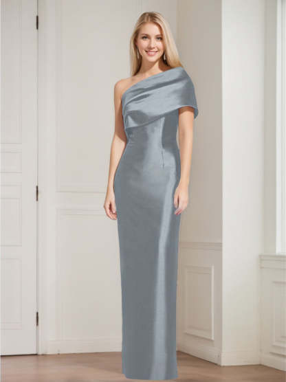 One-Shoulder Sleeveless Floor-Length Sheath/Column Mother of the Bride Dress with Bowknot