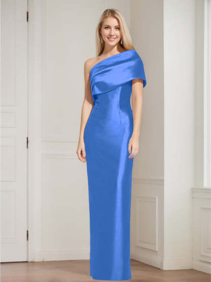 One-Shoulder Sleeveless Floor-Length Sheath/Column Mother of the Bride Dress with Bowknot