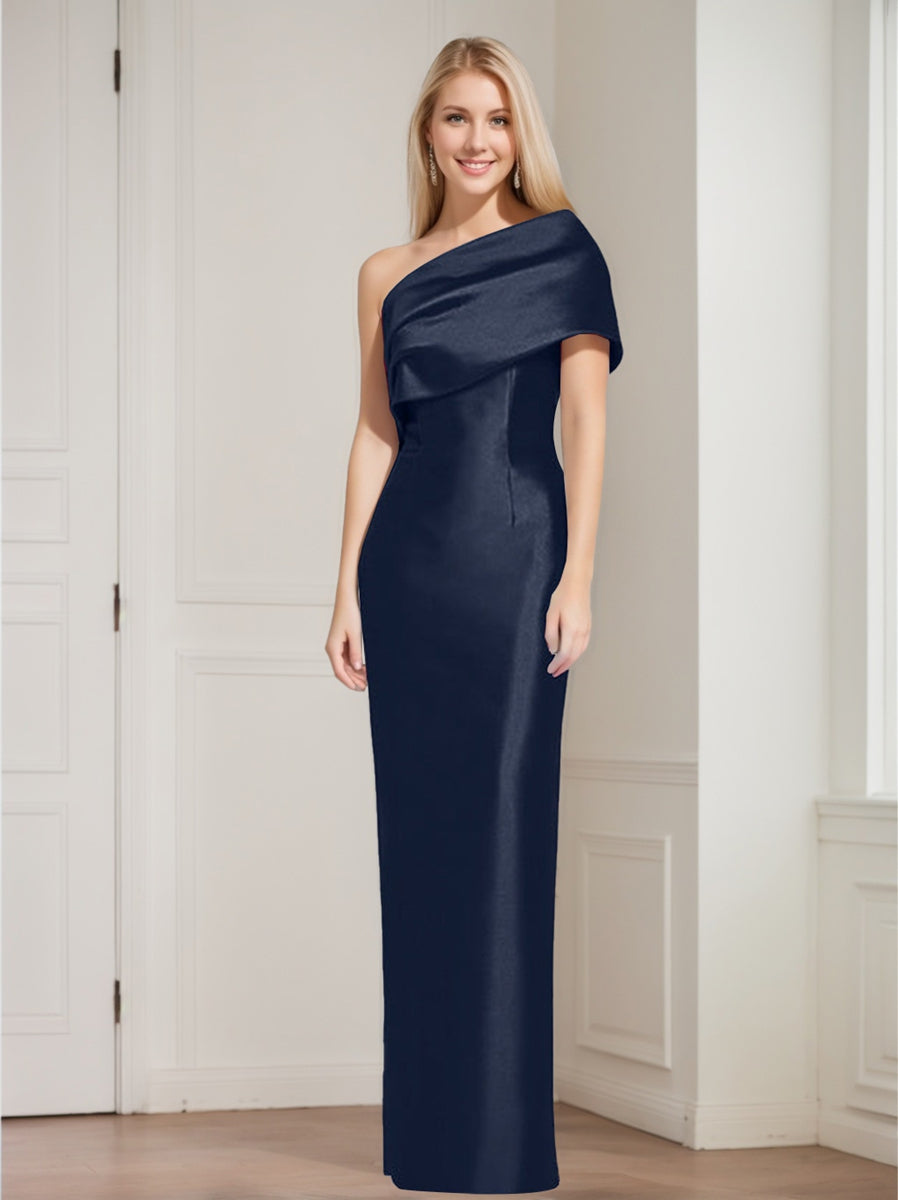 One-Shoulder Sleeveless Floor-Length Sheath/Column Mother of the Bride Dress with Bowknot