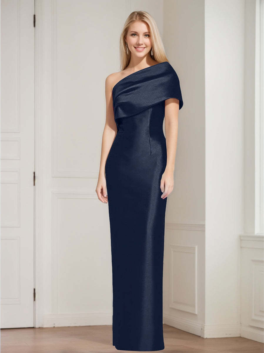 One-Shoulder Sleeveless Floor-Length Sheath/Column Mother of the Bride Dress with Bowknot