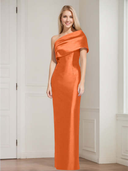 One-Shoulder Sleeveless Floor-Length Sheath/Column Mother of the Bride Dress with Bowknot
