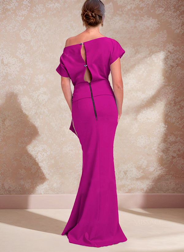 One-Shoulder Mermaid/Trumpet Mother of the Bride Gown with Side Split