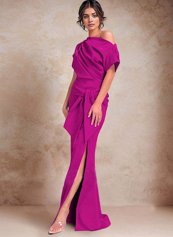 One-Shoulder Mermaid/Trumpet Mother of the Bride Gown with Side Split