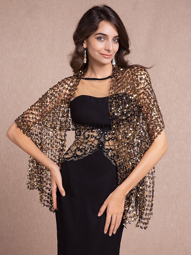 Evening Party Shawls with Sequin for Wedding Guests