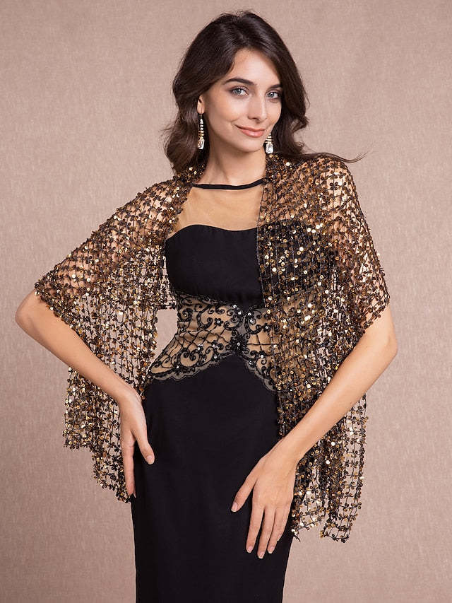 Evening Party Shawls with Sequin for Wedding Guests