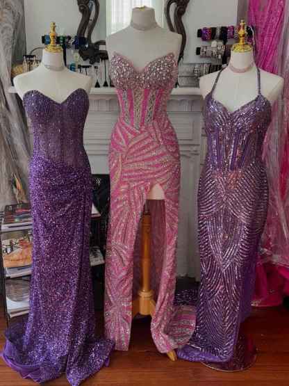 Strapless Sweetheart Sequins Bodycon Long Prom Dress with Beading