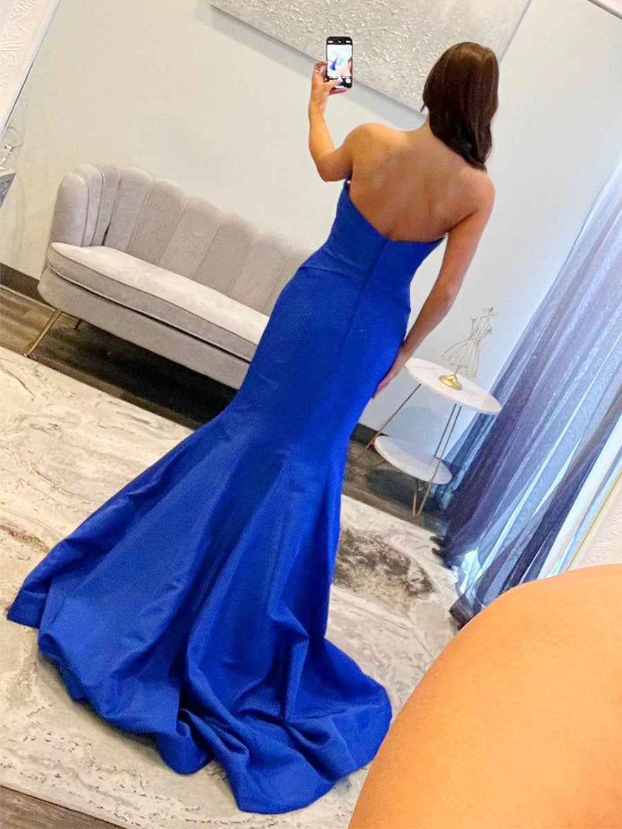 Strapless Bow-Bodice Mermaid Prom Dress with Cutout