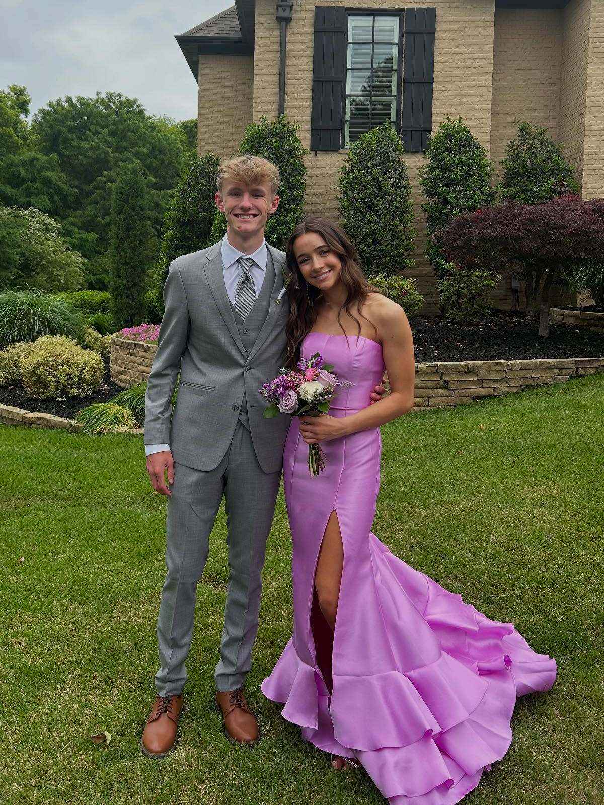 Strapless Mermaid Ruffle Long Prom Dress with Slit