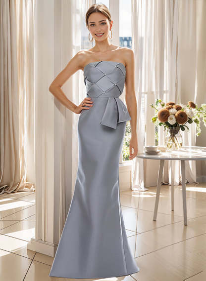 Strapless Sleeveless Floor-Length Trumpet/Mermaid Mother of the Bride Dress with Bowknot