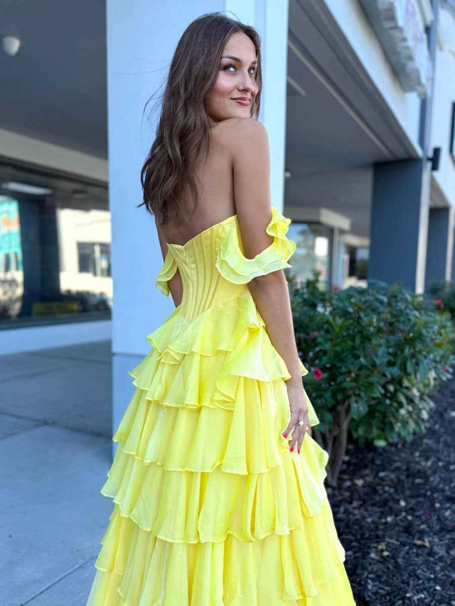 Teal Blue Tiered Ruffle Prom Dress with Crystal Basque Waist Corset