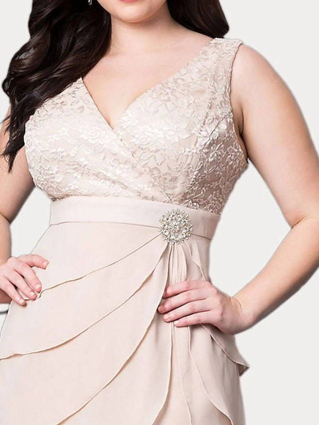 Knee-Length V-Neck Sheath Mother of the Bride Column Dresses