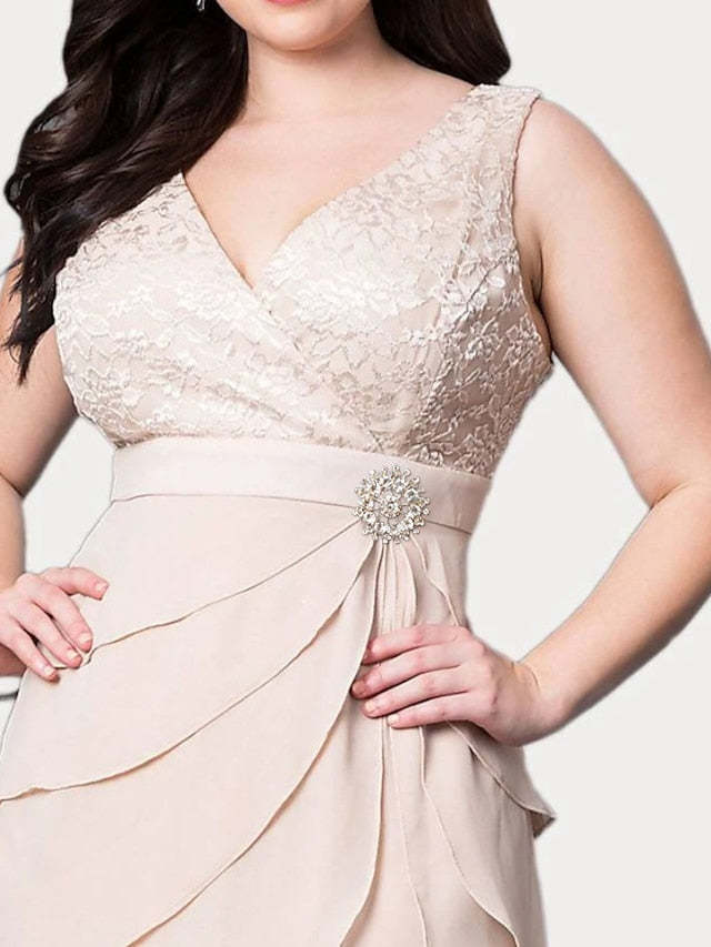 Knee-Length V-Neck Sheath Mother of the Bride Column Dresses