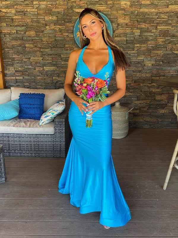 Yellow Mermaid Unique Open Back Long Prom Dress