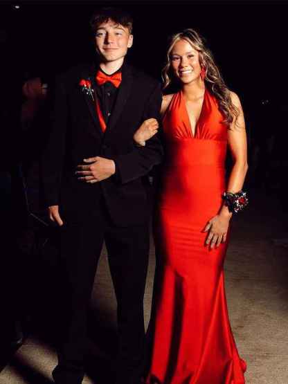 Light Blue Mermaid Halter Backless Long Prom Dress