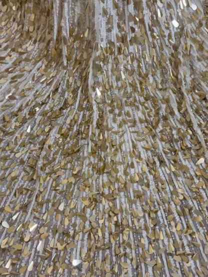 White Strapless Teardrop Sequin Embellishments Prom Dress with High Slit