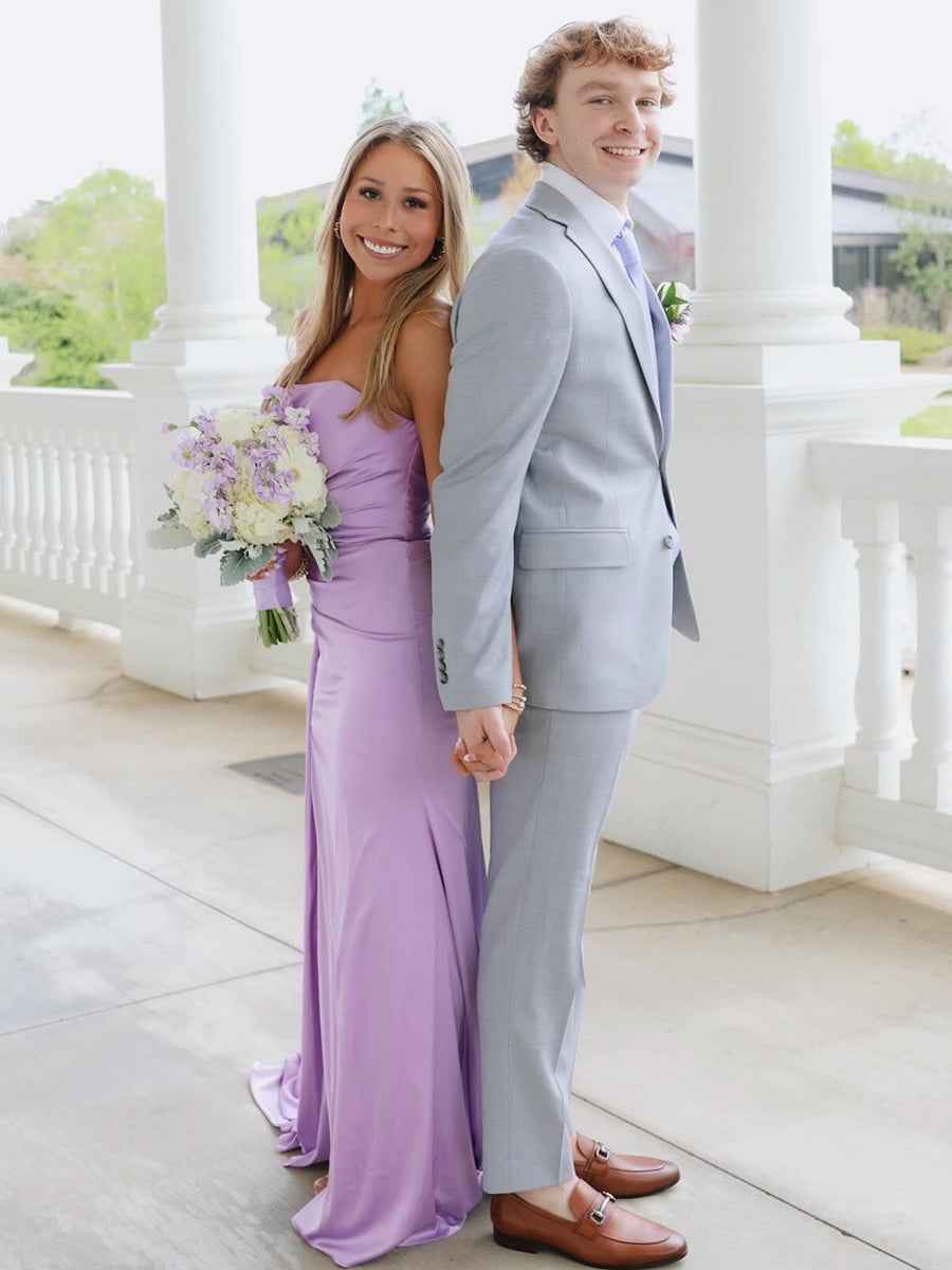 Yellow Mermaid Strapless Long Prom Dress with Slit