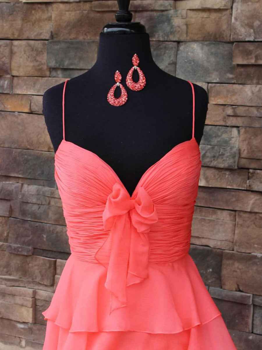 Yellow Tie-Front Sweetheart Neckline Tiered Ruffle Prom Dress with Slit