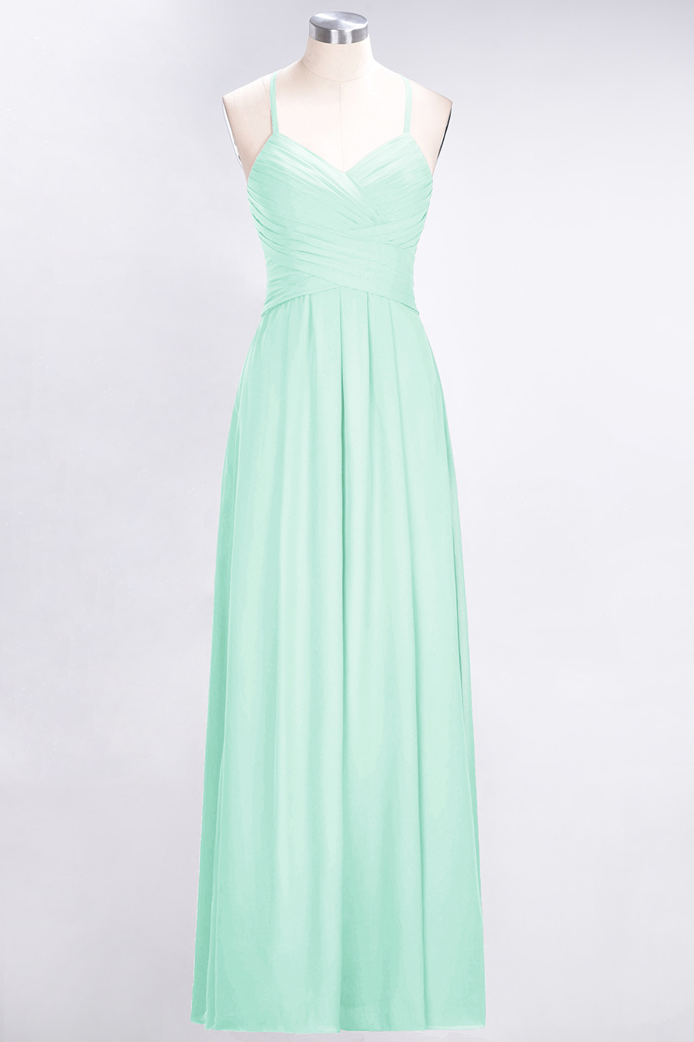 BMbridal Affordable Spaghetti Straps V-Neck Burgundy Chiffon Bridesmaid Dress with Keyhole Back-BMbridal