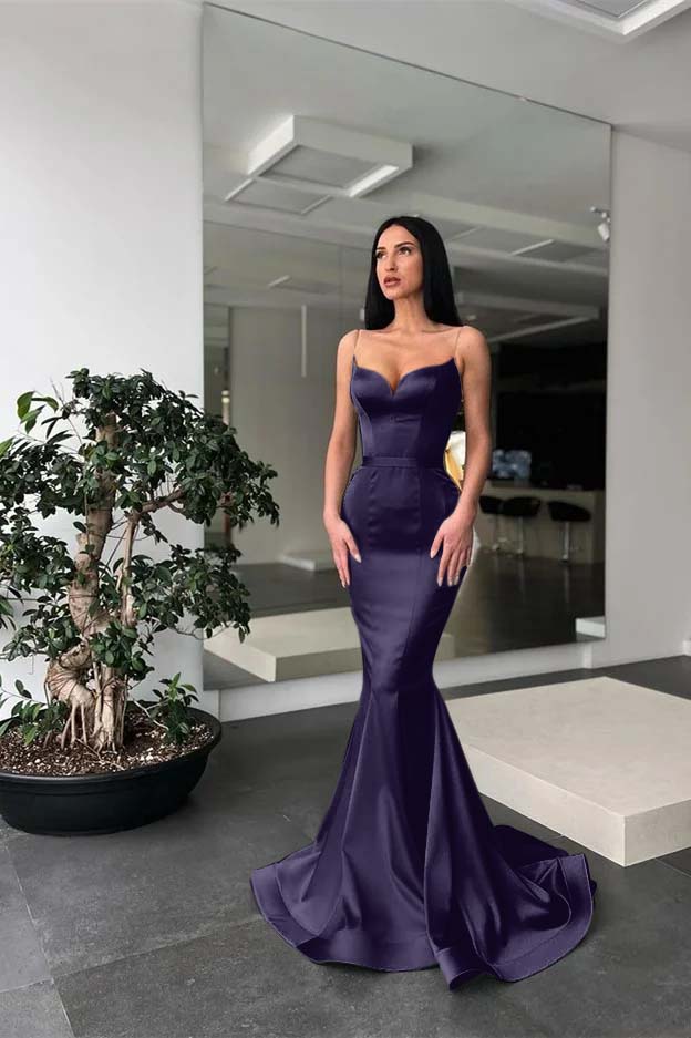 Charming Sage Spaghetti Strap Sleeveless Long Mermaid Prom Dress With Belt