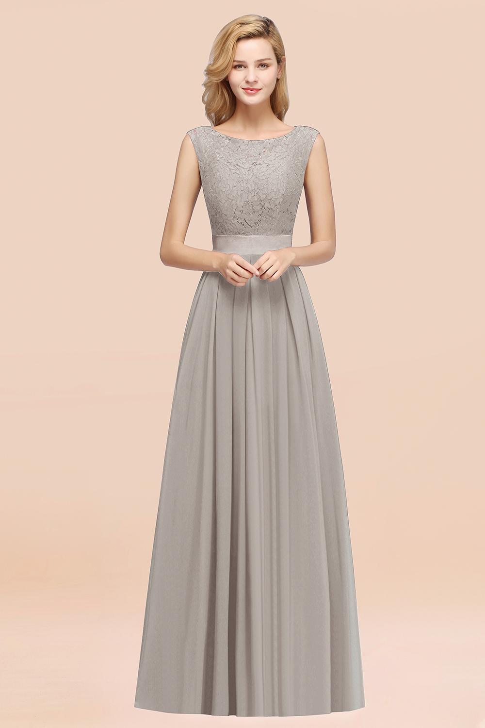 BMbridal Vintage Sleeveless Lace Bridesmaid Dresses Affordable Chiffon Wedding Party Dress Online-BMbridal