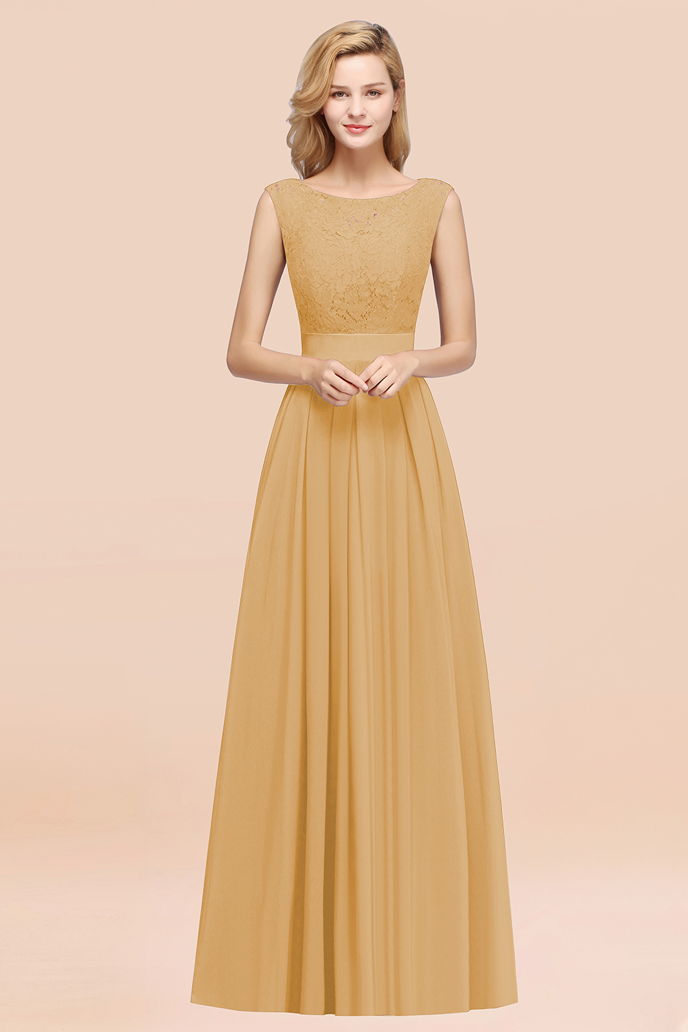 BMbridal Vintage Sleeveless Lace Bridesmaid Dresses Affordable Chiffon Wedding Party Dress Online-BMbridal