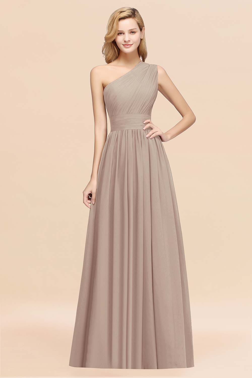 BMbridal Stylish One-shoulder Sleeveless Long Junior Bridesmaid Dresses Affordable-BMbridal
