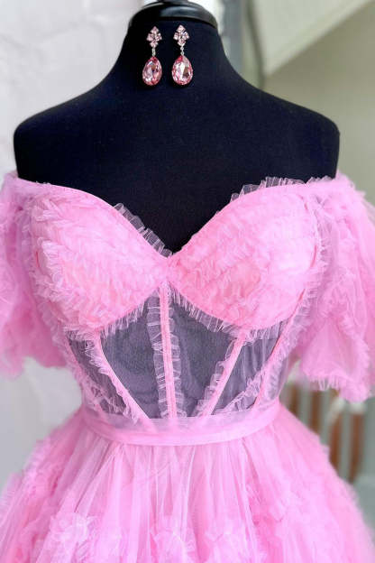 Light Pink Corset A-Line Short Homecoming Dress