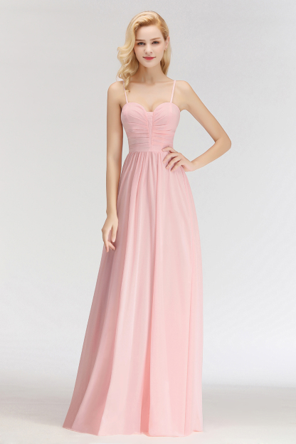 BMbridal Chiffon Spaghetti-Straps Sleeveless Affordable Bridesmaid Dress Online-BMbridal