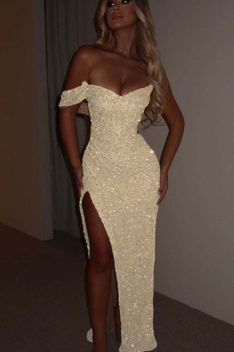 One Shoulder Strapless Sleeveless Long Mermaid Prom Dress With Split