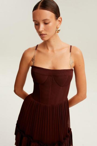 Spaghetti Strap Sleeveless Long Prom Dress With Ruffles