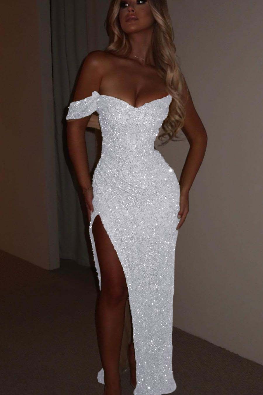 One Shoulder Strapless Sleeveless Long Mermaid Prom Dress With Split