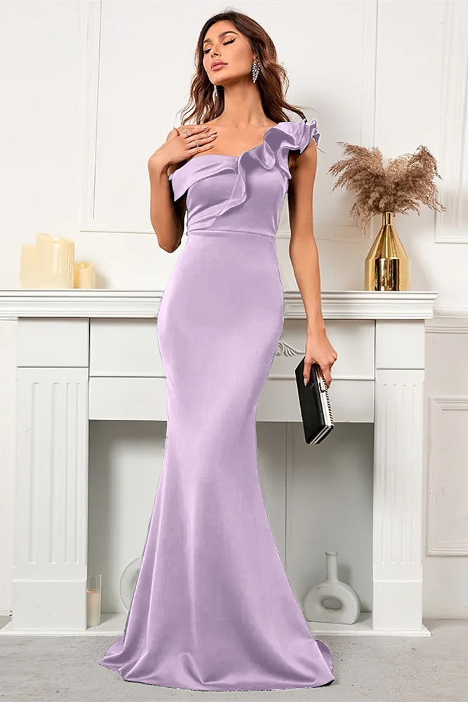 Gorgeous Off the Shoulder Sleeveless Mermaid Prom Dress With Ruffles