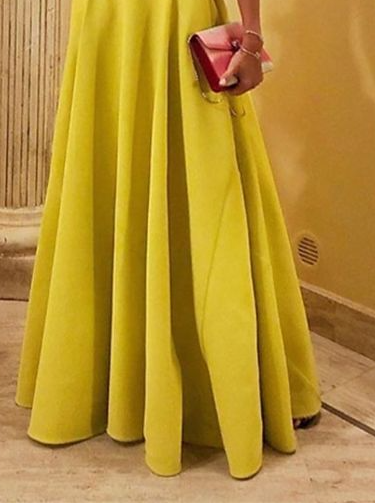 Princess Scoop A-Line Floor-Length Prom Dresses