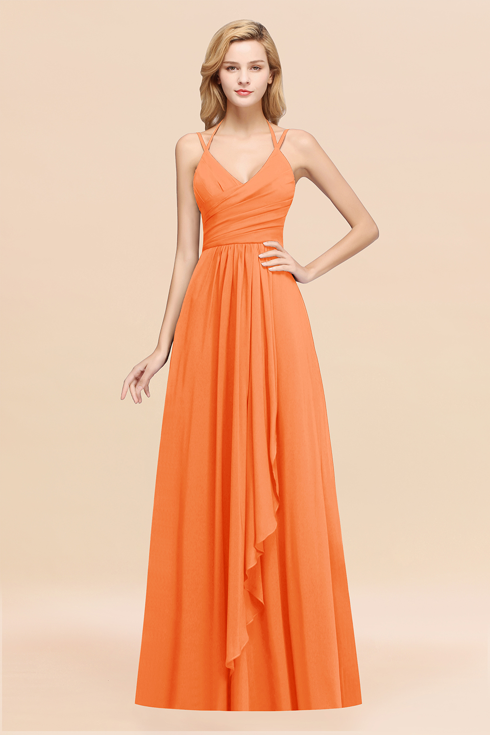 BMbridal Affordable Chiffon Burgundy Bridesmaid Dress With Spaghetti Straps-BMbridal