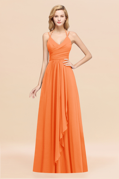 BMbridal Affordable Chiffon Burgundy Bridesmaid Dress With Spaghetti Straps-BMbridal