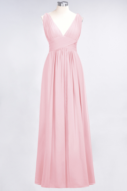 BMbridal Elegant V-Neck Burgundy Chiffon Affordable Bridesmaid Dress with Ruffle-BMbridal