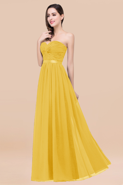 BMbridal Affordable Sweetheart Ruffle Navy Chiffon Bridesmaid Dress With Ribbon-BMbridal