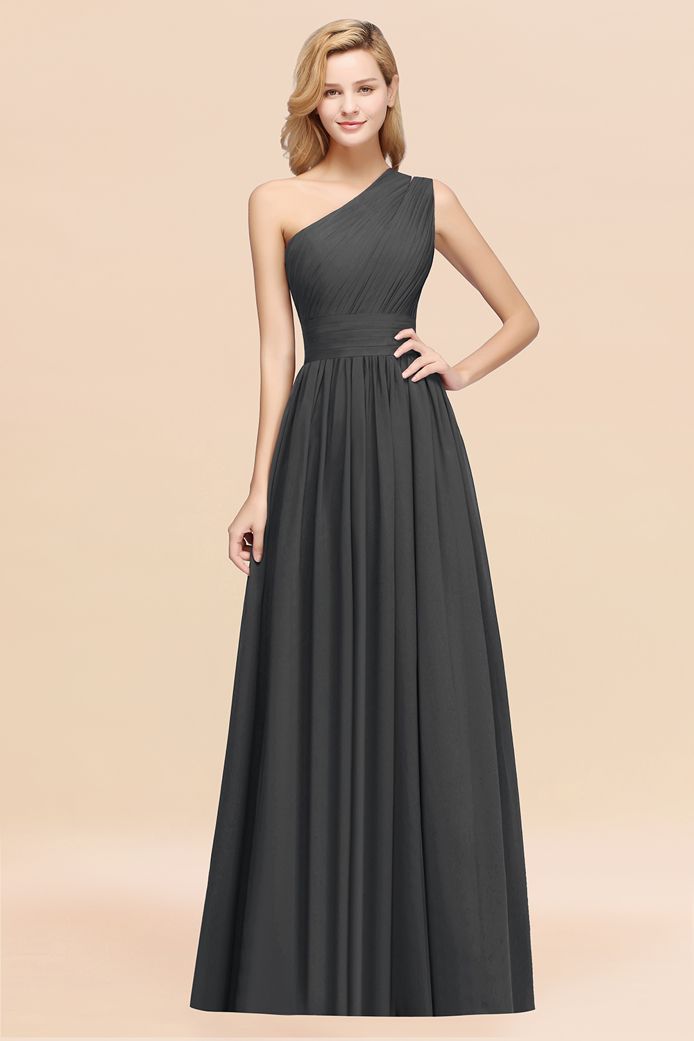 BMbridal Stylish One-shoulder Sleeveless Long Junior Bridesmaid Dresses Affordable-BMbridal