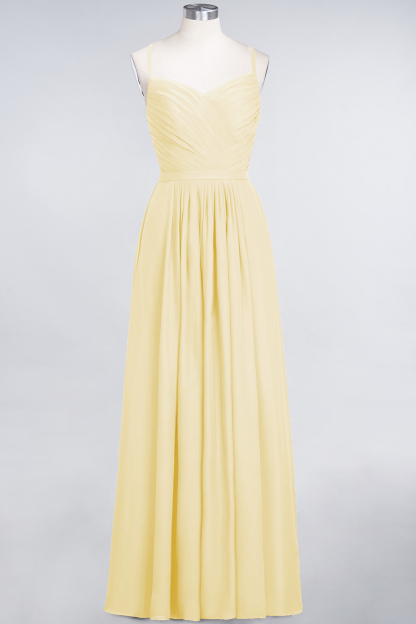 BMbridal Glamorous Spaghetti Straps Sweetheart Ruffle Chiffon Bridesmaid Dress Online-BMbridal