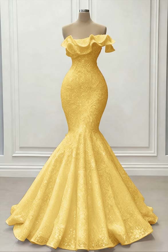 Red Gorgeous Strapless Mermaid Sequins Prom Dress With Embroidery On Sale