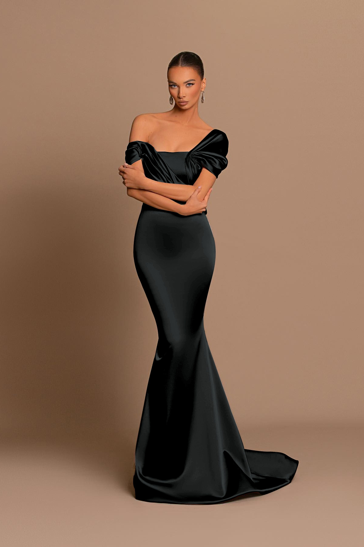 Glamorous Gray Off the Shoulder Mermaid Prom Dress With Pleated