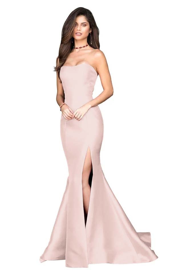 White Strapless Sleeveless Long Mermaid Prom Dress With Split
