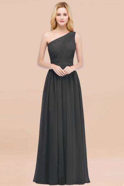 BMbridal Chic One-shoulder Sleeveless Burgundy Chiffon Bridesmaid Dresses Online-BMbridal