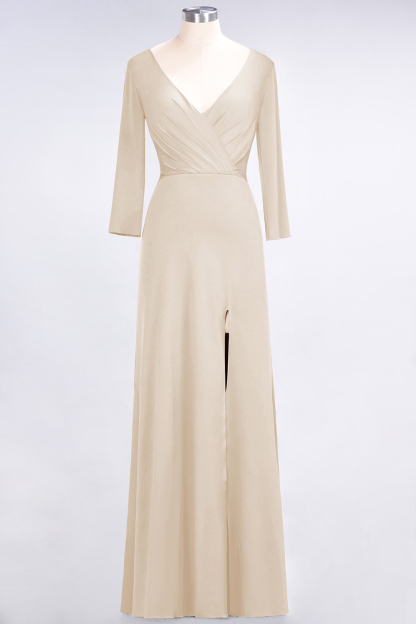 BMbridal Popular Spandex Long-Sleeves Burgundy Bridesmaid Dresses with Side-Slit-BMbridal