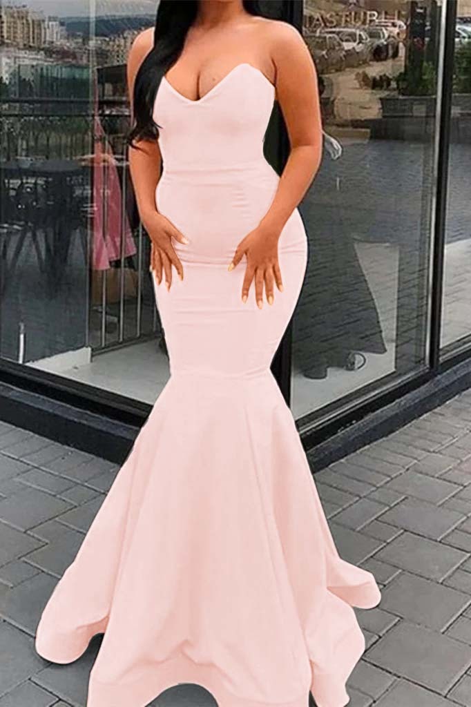 Amazing Yellow Strapless Sleeveless Sweetheart Mermaid Prom Dress
