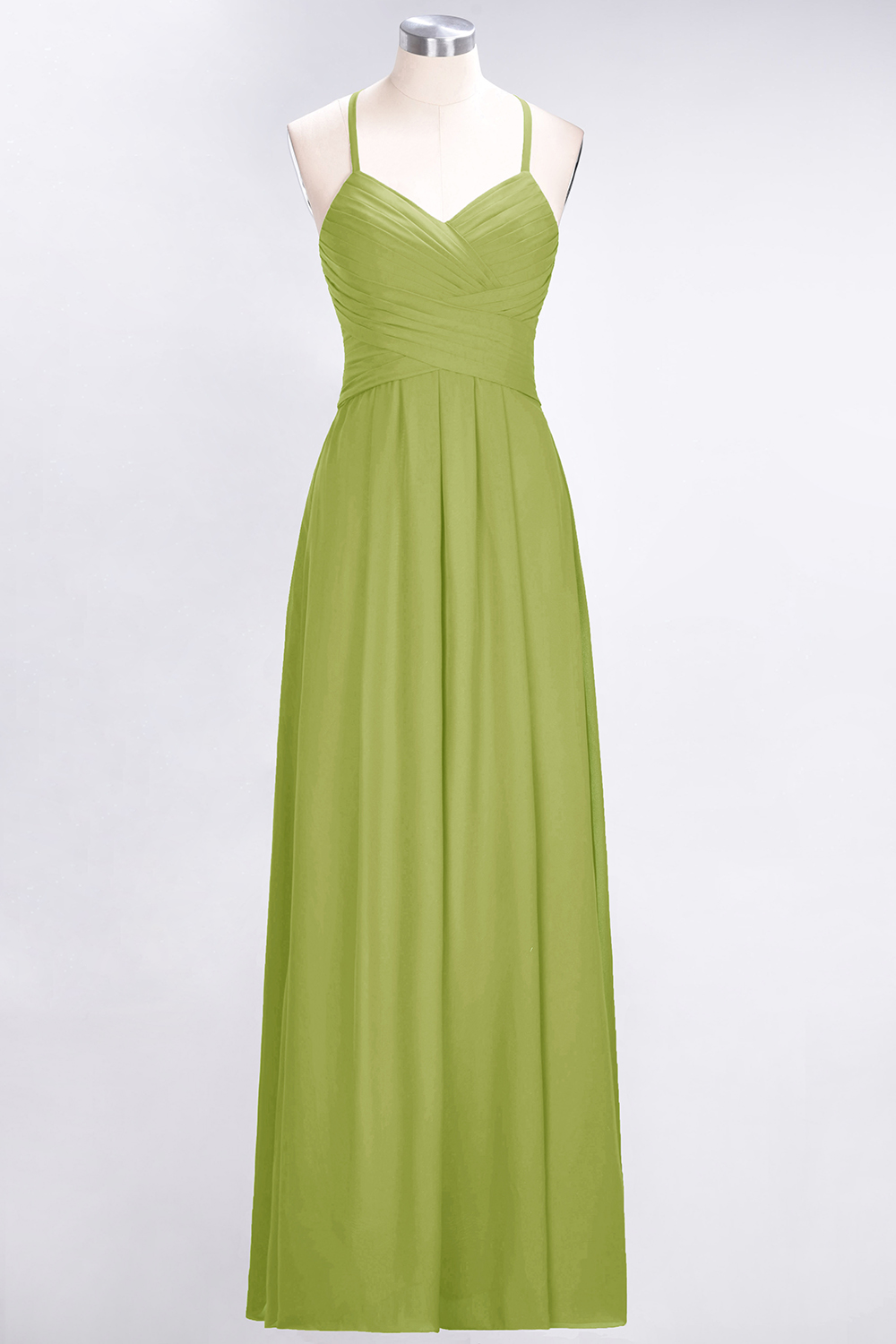 BMbridal Affordable Spaghetti Straps V-Neck Burgundy Chiffon Bridesmaid Dress with Keyhole Back-BMbridal